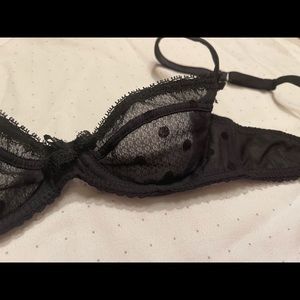 Mimi Holliday 32A Sheer Black Polka Dot Bra